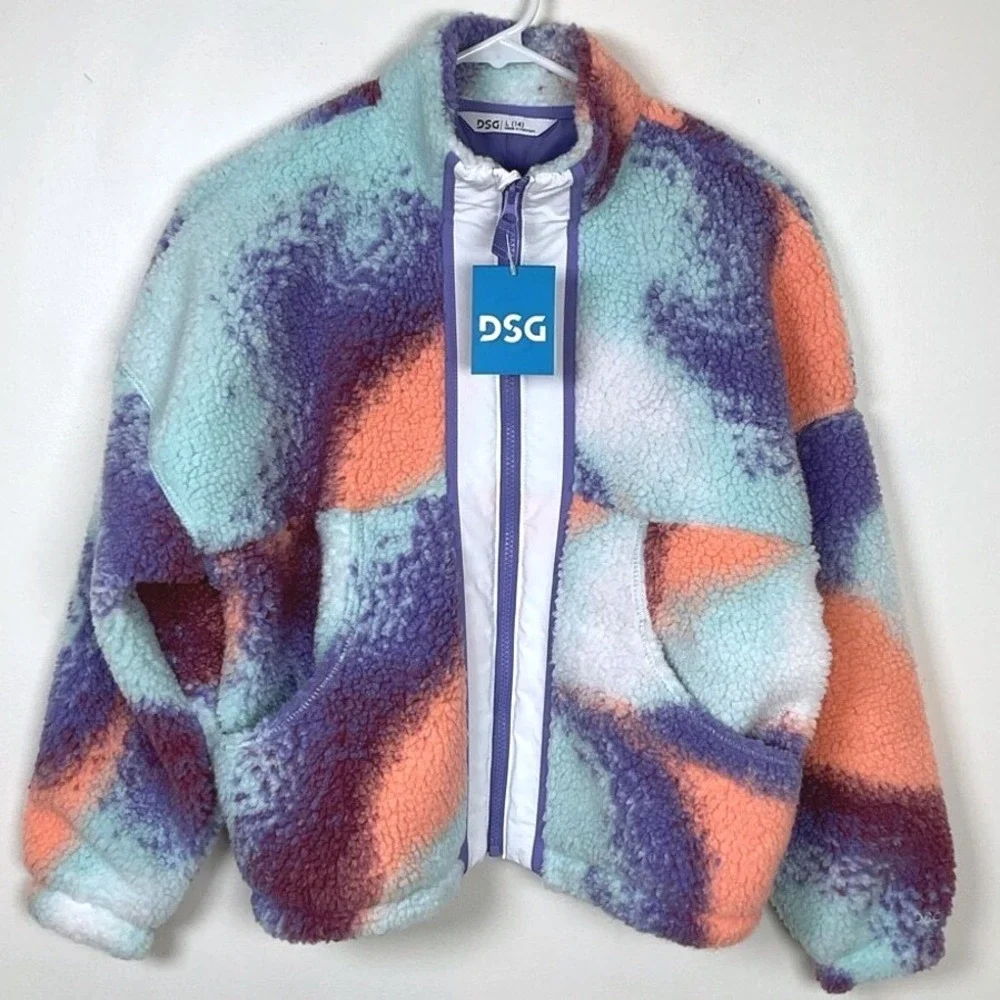 DSG Girls Sherpa‎ Cozy Full Zip Jacket Size Large (14)